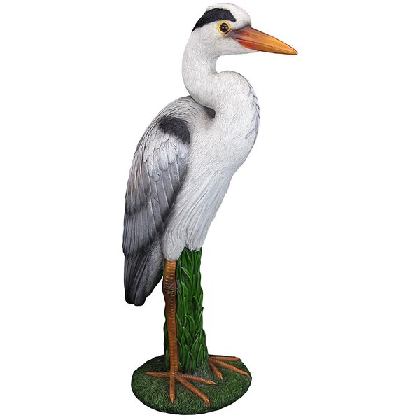 Gray Heron Coastal Bird Statue: Set Of Two